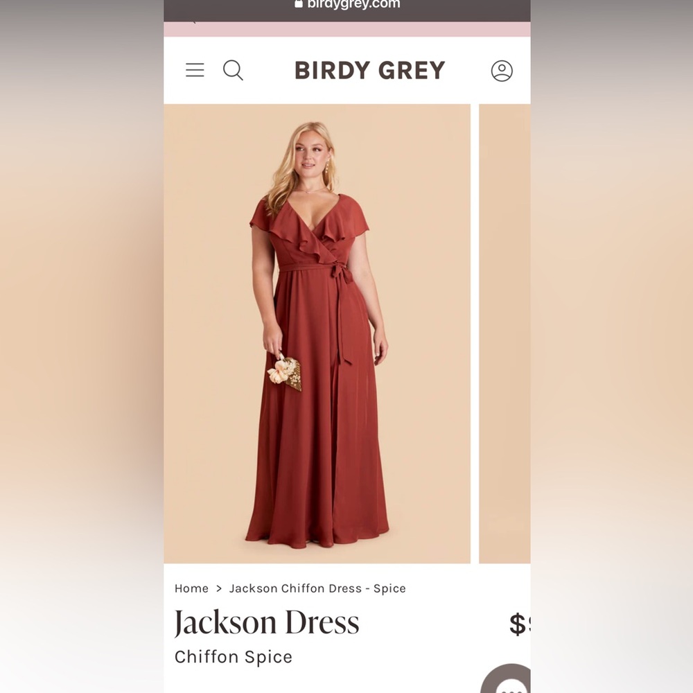 flattering bridesmaids dress in color spice. wear w reg bra, nice on curves.